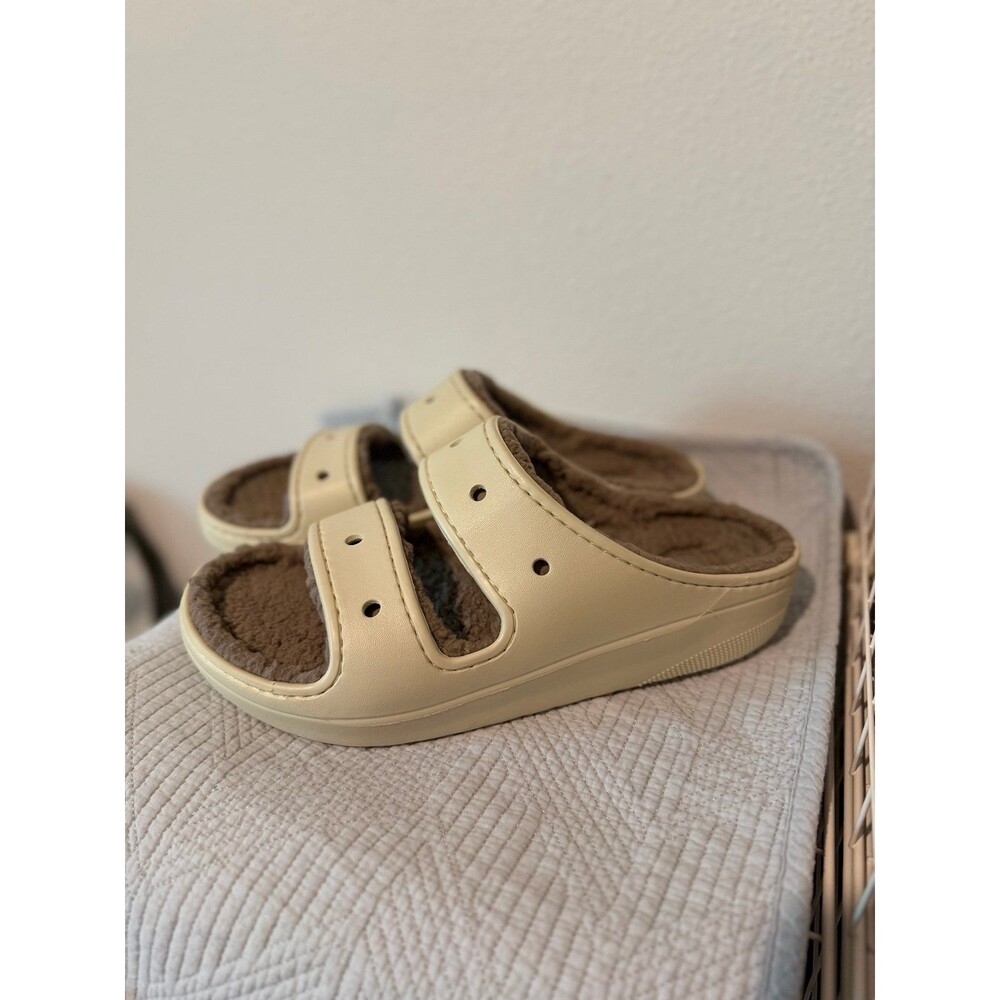 Crocs Classic Cozzzy Slide Sandals in Mushroom/Bone Women’s 11, Men’s 9 - Picture 3 of 12